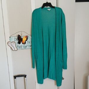 J. Jill Turquoise Open Front Cardigan